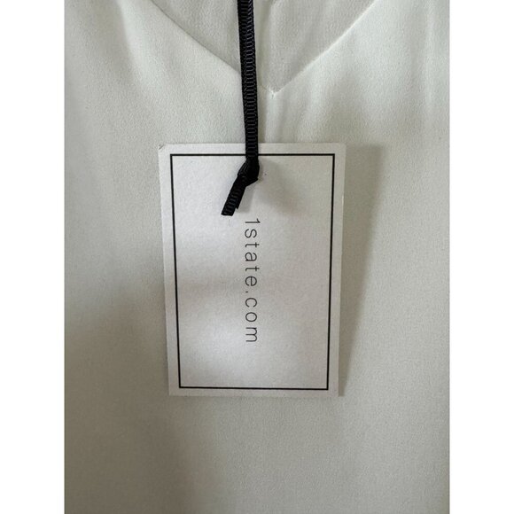 1. STATE Chiffon Inset V-Neck Spaghetti Strap Cami Large Cloud White - Picture 7 of 16